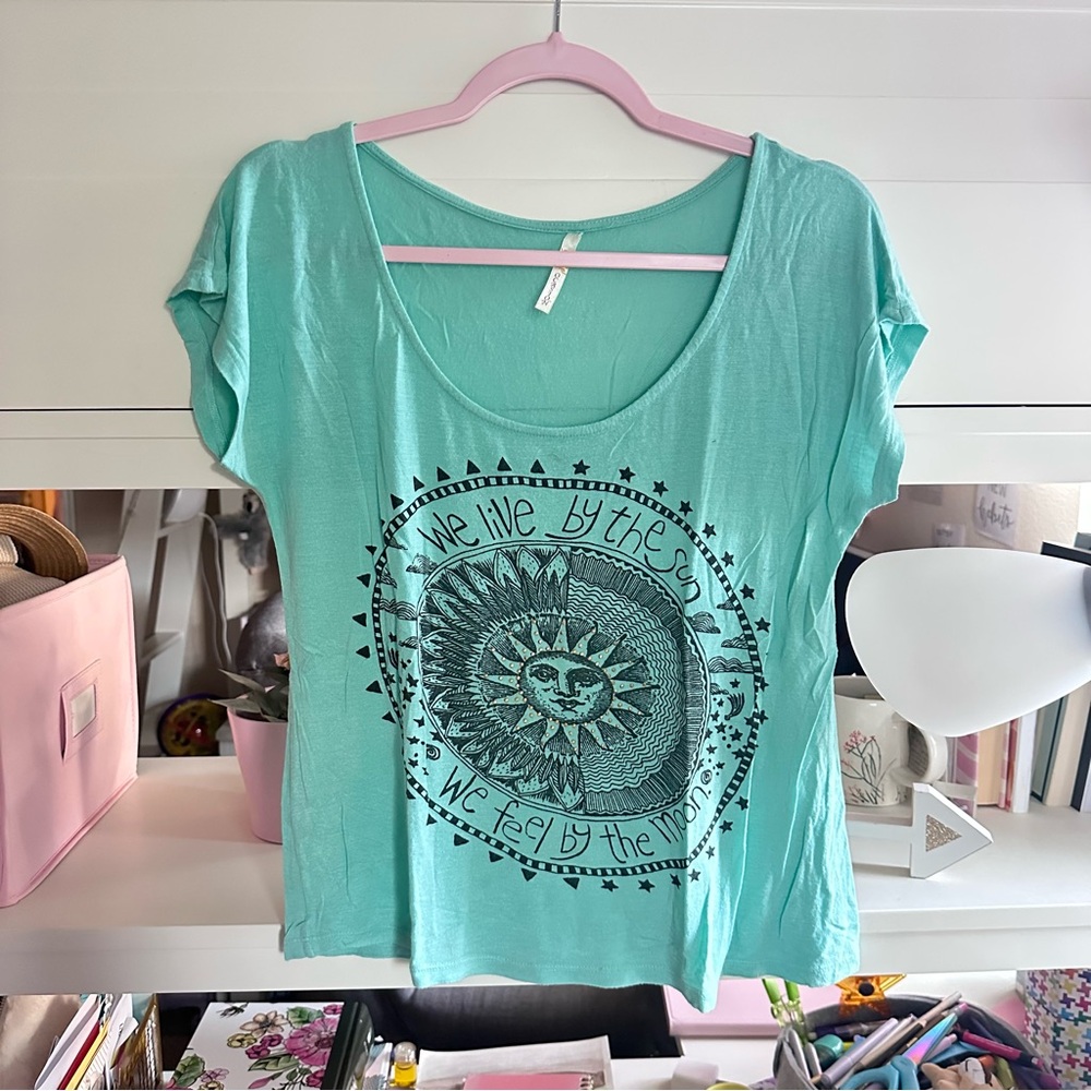 2 PC BUNDLE Ocasion Mint Sun and Moon Graphic Tee + ONE TRUTH Long Beloved Tee